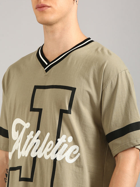 Olive Printed Oversized T-Shirt